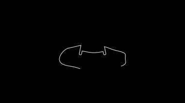White line Elegant women hat icon isolated on black background. 4K Video motion graphic animation.