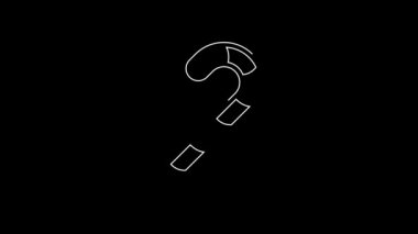 White line Christmas candy cane with stripes icon isolated on black background. Happy Halloween party. 4K Video motion graphic animation.
