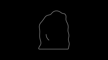 Siyah arka planda izole edilmiş Cadılar Bayramı ikonu için beyaz çizgi Komik ve korkutucu hayalet maskesi. Mutlu Cadılar Bayramı Partisi. 4K Video hareketli grafik canlandırması.