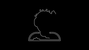 Beyaz çizgi Zombi maskesi simgesi siyah arkaplanda izole edildi. Mutlu Cadılar Bayramı Partisi. 4K Video hareketli grafik canlandırması.