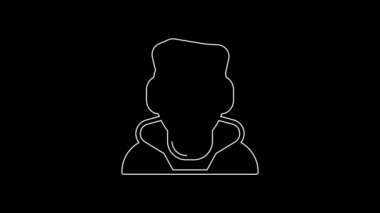 Beyaz çizgi vampir ikonu siyah arka planda izole edildi. Mutlu Cadılar Bayramı Partisi. 4K Video hareketli grafik canlandırması.