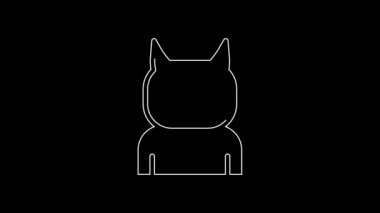 White line Owl bird icon isolated on black background. Animal symbol. 4K Video motion graphic animation.