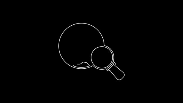 Біла Лінія Чарівне Скло Іконою Глобуса Ізольовано Чорному Тлі Аналіз — стокове відео