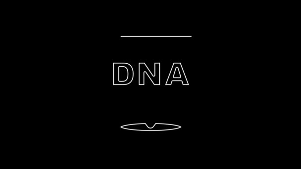 White Line Dna Symbol Icon Isolated Black Background Video Motion — Stock Video