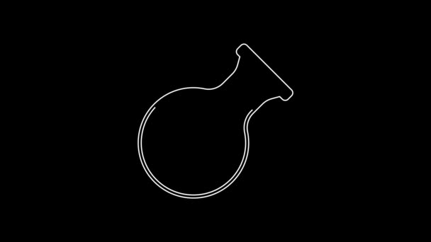 Тестовая Трубка Белой Линии Значок Лабораторных Анализов Фляжки Изолированы Черном — стоковое видео
