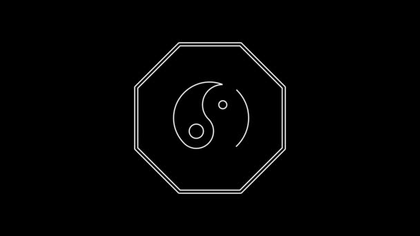 Witte Lijn Yin Yang Symbool Van Harmonie Evenwicht Pictogram Geïsoleerd — Stockvideo