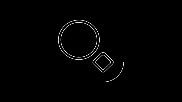 White Line Chinese Yuan Currency Symbol Icon Isolated Black Background — Stockvideo