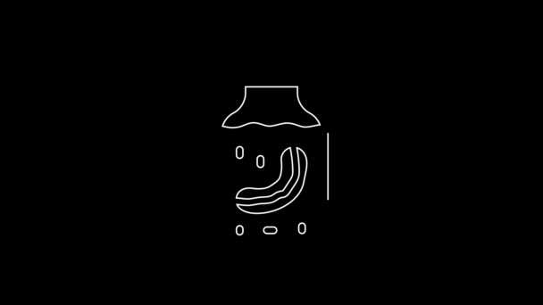 White Line Sea Cucumber Jar Icon Isolated Black Background Marine — Vídeos de Stock