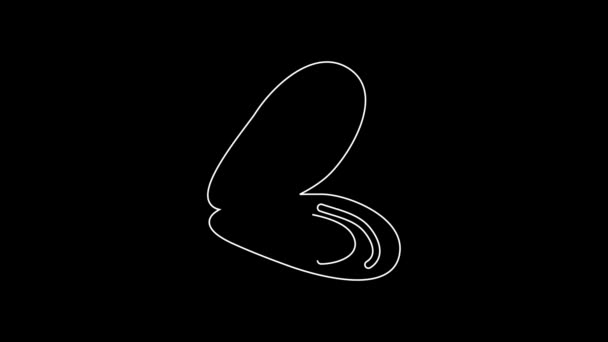 White Line Mussel Icon Isolated Black Background Fresh Delicious Seafood — Stockvideo