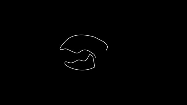 White Line Lobster Crab Claw Icon Isolated Black Background Video — Wideo stockowe