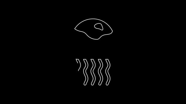 White line Jellyfish icon isolated on black background. 4K Video motion graphic animation.