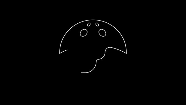 White Line Stingray Icon Isolated Black Background Video Motion Graphic — Wideo stockowe