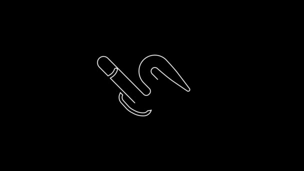 White Line Eel Fish Icon Isolated Black Background Video Motion — Video Stock
