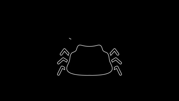 White Line Crab Icon Isolated Black Background Video Motion Graphic — 图库视频影像