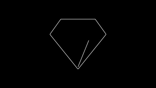 Λευκή Γραμμή Εικονίδιο Diamond Απομονώνεται Μαύρο Φόντο Σύμβολο Του Κοσμήματος — Αρχείο Βίντεο