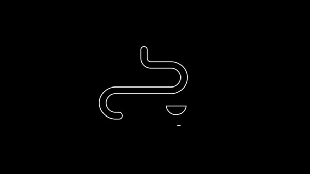 White Line Cigar Icon Isolated Black Background Video Motion Graphic — Stockvideo