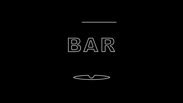 白线酒精或啤酒酒吧的位置图标孤立在黑色背景 俱乐部 酒吧的象征 4K视频运动图形动画 — 图库视频影像