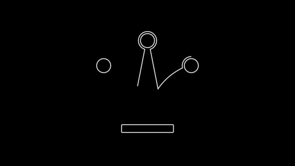 Белой Линией Черном Фоне Выделена Иконка Игральной Карты Шут Колокольчиками — стоковое видео