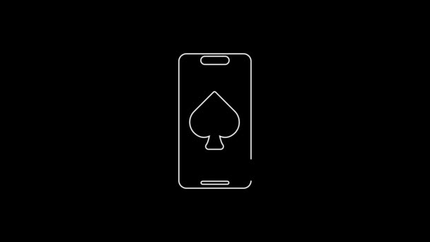 Weiße Linie Online Pokertisch Spiel Symbol Isoliert Auf Schwarzem Hintergrund — Stockvideo