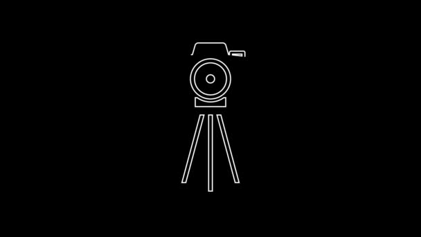 White Line Photo Camera Icon Isolated Black Background Foto Camera — Vídeo de Stock