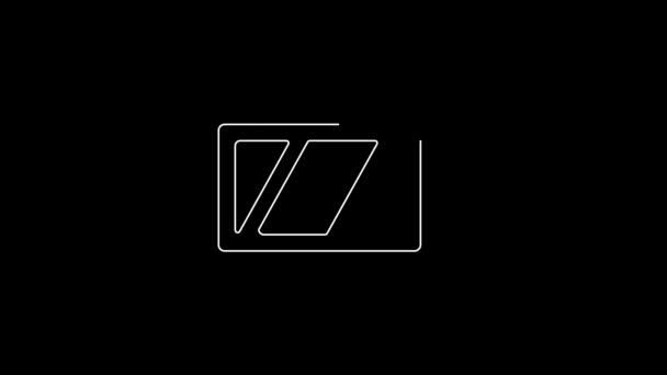 White Line Battery Camera Icon Isolated Black Background Lightning Bolt — Vídeo de Stock