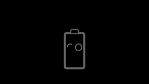 Біла Лінія Пульт Дистанційного Керування Піктограми Камери Ізольовано Чорному Тлі — стокове відео