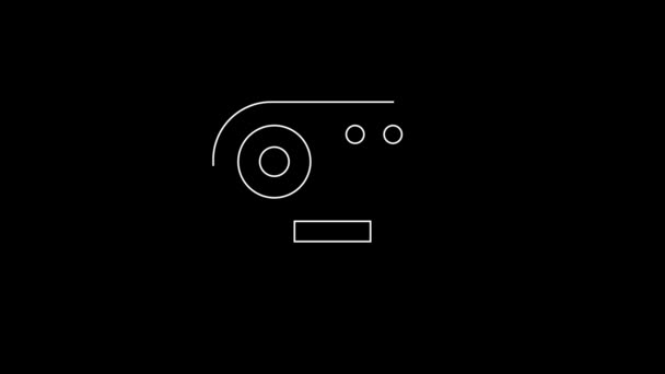 White Line Web Camera Icon Isolated Black Background Chat Camera — Stock Video