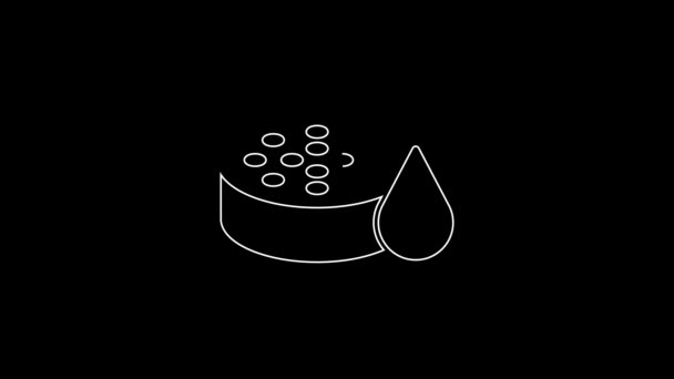 White Line Water Sensor Icon Isolated Black Background Video Motion — Videoclip de stoc