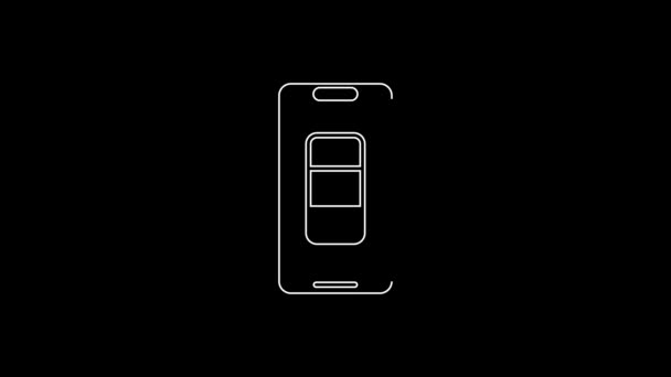 White Line Smartphone Battery Charge Icon Isolated Black Background Phone — Stockvideo
