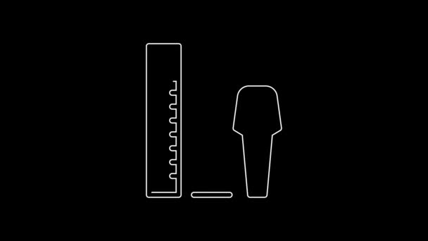 White Line Measuring Height Body Icon Isolated Black Background Video — 图库视频影像