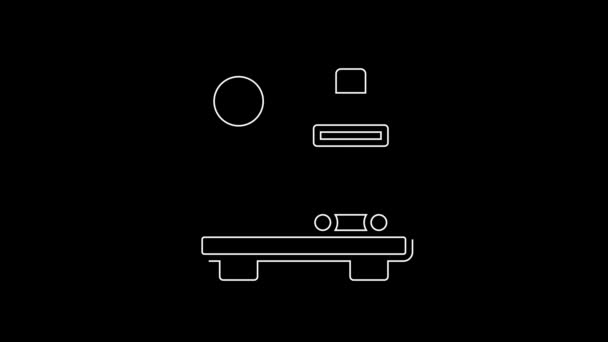 White Line Scale Suitcase Icon Isolated Black Background Logistic Delivery — Vídeo de stock