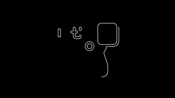 Біла Лінія Цифровий Безконтактний Термометр Піктограмою Інфрачервоного Світла Ізольовано Чорному — стокове відео