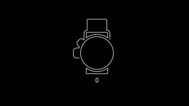 Weiße Linie Armbanduhr Symbol Isoliert Auf Schwarzem Hintergrund Armbanduhr Symbol — Stockvideo
