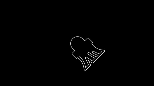 Witte Lijn Dweil Pictogram Geïsoleerd Zwarte Achtergrond Schoonmaakservice Concept Video — Stockvideo