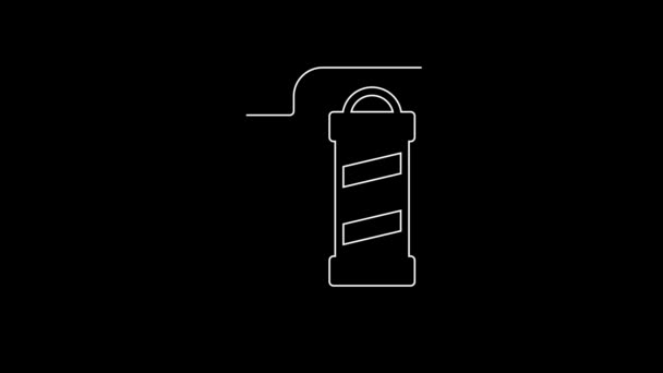 Bílá Čára Classic Holičství Tyč Ikona Izolované Černém Pozadí Symbol — Stock video