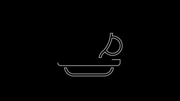 Bílá Čára Kávový Šálek Ikona Izolované Černém Pozadí Šálek Čaje — Stock video