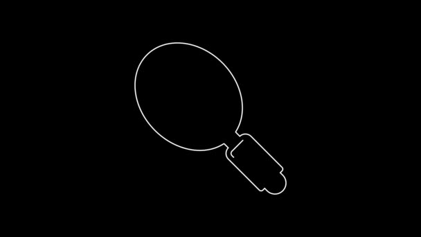 白い線黒の背景に隔離された手鏡のアイコン 4Kビデオモーショングラフィックアニメーション — ストック動画