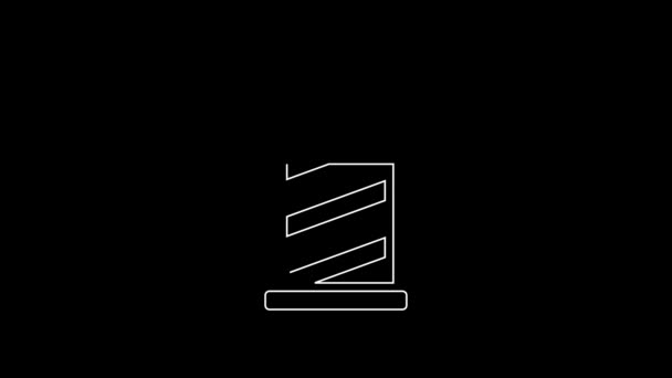 Біла Лінія Класичний Перукарський Магазин Полюс Ізольовано Чорному Тлі Перукарський — стокове відео