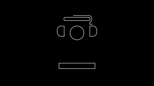 Піктограма Чашки Нагородження Білої Лінії Ізольована Чорному Тлі Символ Трофею — стокове відео