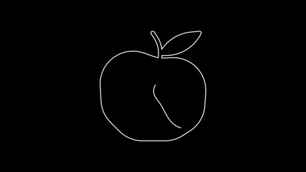Біла Лінія Apple Ізольована Чорному Тлі Надто Велика Вага Здорове — стокове відео