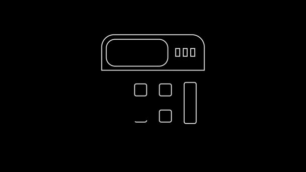 Значок Калькулятор Белой Линии Изолирован Черном Фоне Символ Бухгалтерии Математические — стоковое видео