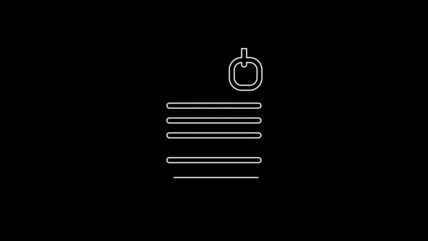 White Line Dossier Folder Icon Isolated Black Background Video Motion — Stock Video