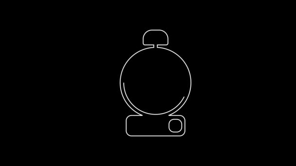White Line Ringing Alarm Bell Icon Isolated Black Background Alarm — Stock Video