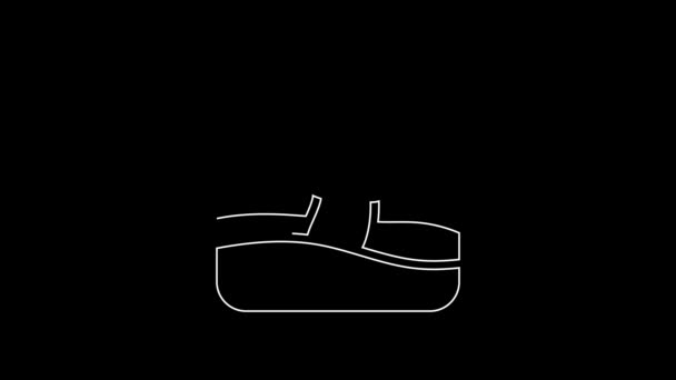 Иконка Гриба Белой Линии Выделена Черном Фоне Видеографическая Анимация — стоковое видео
