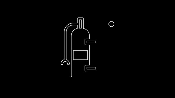 White Line Aqualung Icon Isolated Black Background Oxygen Tank Diver — Stock Video