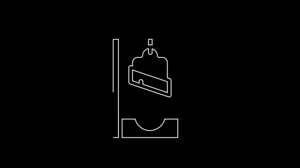 White Line Guillotine Medieval Execution Icon Isolated Black Background Video — Video