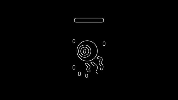 White Line Eye Jar Icon Isolated Black Background Happy Halloween — Vídeo de Stock