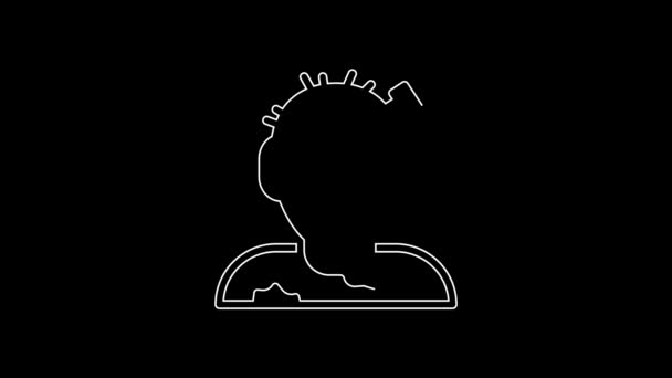 黒の背景に隔離された白い線ゾンビマスクアイコン ハッピーハロウィンパーティー 4Kビデオモーショングラフィックアニメーション — ストック動画