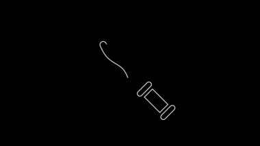 White line Magic wand icon isolated on black background. Star shape magic accessory. Magical power. Happy Halloween party. 4K Video motion graphic animation.