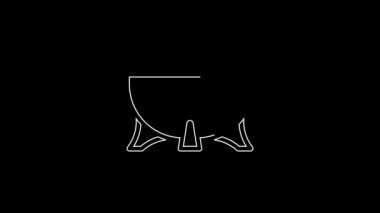 Beyaz çizgi Cadılar Bayramı cadı kazanı ikonu siyah arka planda izole edildi. Mutlu Cadılar Bayramı Partisi. 4K Video hareketli grafik canlandırması.